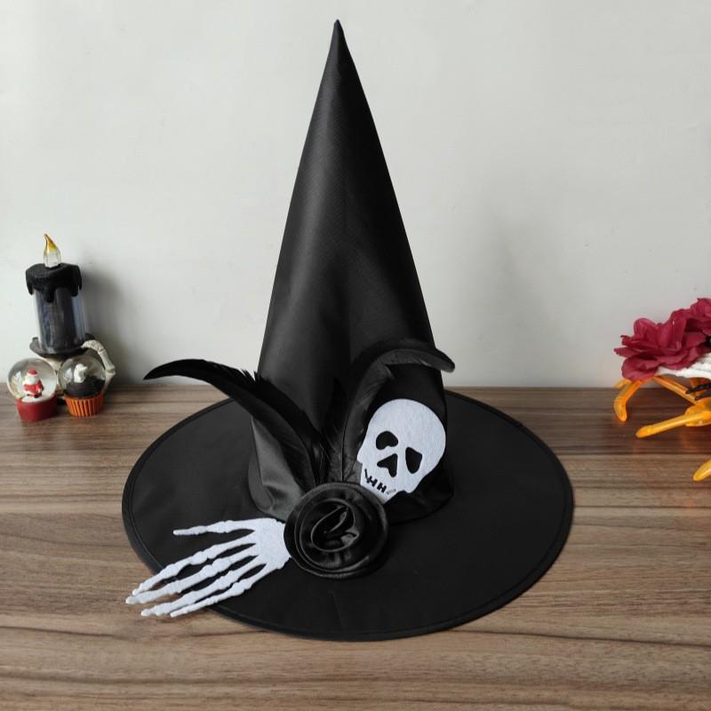 Halloween Witch Hat with Silver Buckle & Gauze - Kids & Adults Costume Accessory