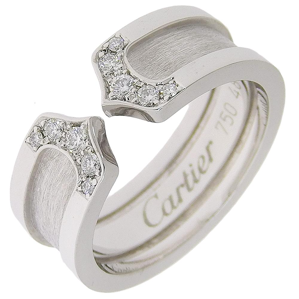 

CARTIER C2 Ring K18 white gold/diamond #4.5(US Size) 6.6g Women Used