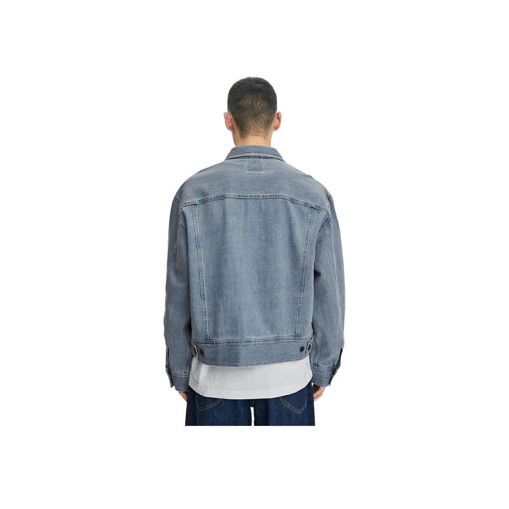 Comfortable Letter Print Single-Breasted Button-Down Loose Long Sleeve Denim Jacket Men jackets Light-Blue LMT007009101291A05309
