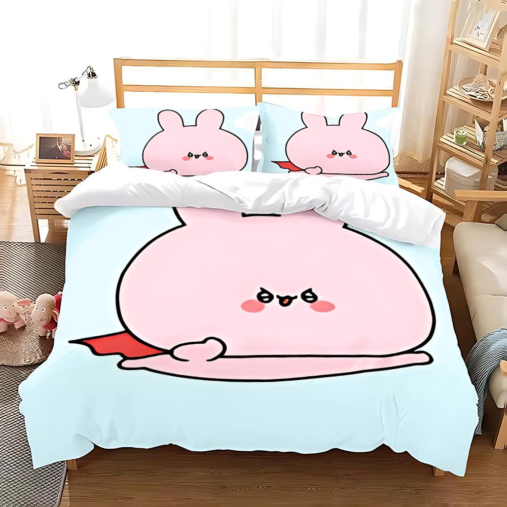 Asleep Cute Asamimi Square Bedding Sets Quilt Bed Cover Comforter Duvet Cover Pillow Case 3pcsSets Kids Adult Bedroom Decoration
