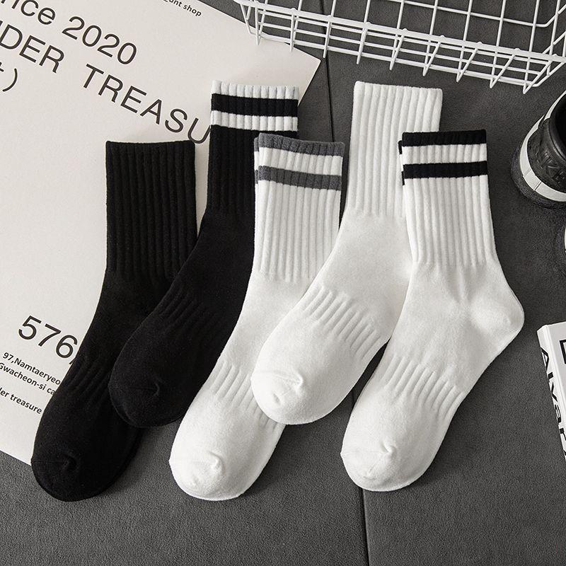 5 Pairs of Solid White Thick Stockings for Men, Trendy, Anti-odor, Versatile for Sports, Men's Long Stockings