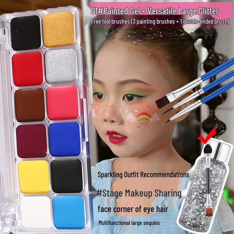 ASARUYA 12-Color Face Paint Stick for Kids' Stage Performance Makeup