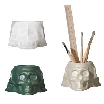 Skull Face Silicone Candle Holder Molds Epoxy Resin Silicone Molds for Candle Holder Ashtray Flower Planter Pen Holder