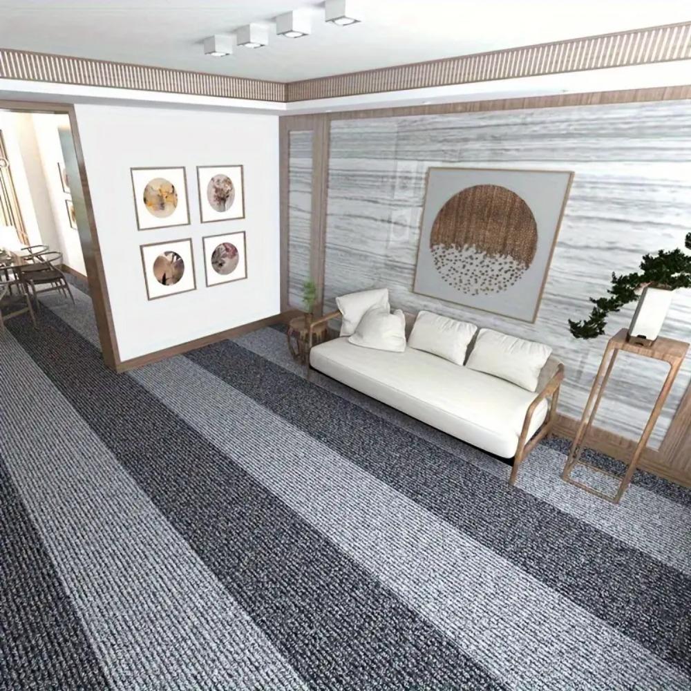 Square Self-Adhesive Carpet Tiles for Office and Home, Non-Slip Foam Backed Polyester Carpet, Solid Color Pattern , Office and Porch Decoration