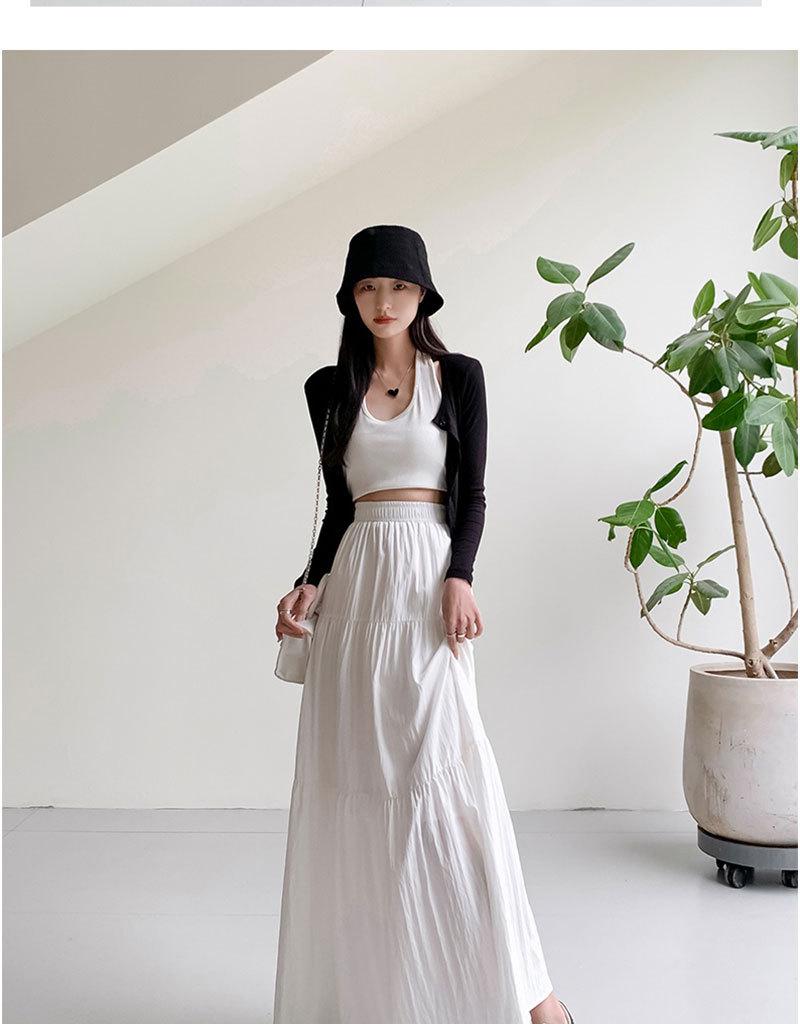 2026 New Style Women's Pink French Cake Skirt with Elastic Waistband - Spring/Summer Loose Slimming Half Skirt