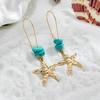 Turquoise Starfish Long Dangle Earrings for Women - Fresh Summer Beach Resort Style