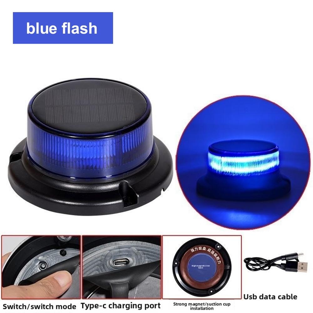 Solar Powered LED Roof Strobe Light Magnet Flash Warning Emergency Light Night Flashing Lamp Car Truck Roof Beacon Police Light