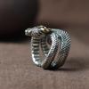 925 Retro Distressed Silver Snake Ring: Zodiac-Inspired Jewelry for Men