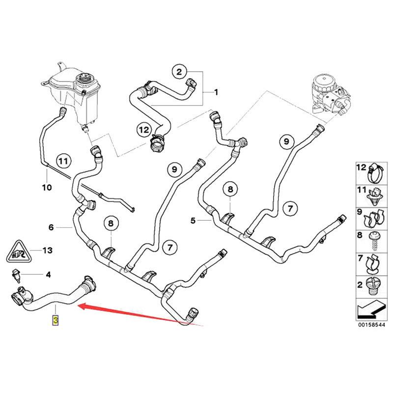 Car Accessories Lower Radiator Coolant Hose Water Pipe 17127531769 for BMW N46 E90 E91 E82 E88 E84