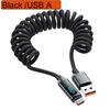 1M/2M 120W Spring Retractable USB A/C Type C To Type C Fast Charging Cable LED Digital Display DATA 480Mbps For Iphone15 16 Sams