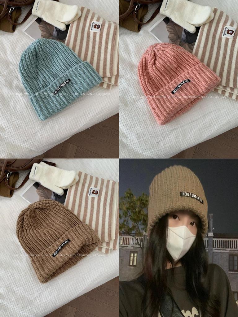 Fashionable Winter Acrylic Beanie For Women Warm Knit Hat With Letter Design