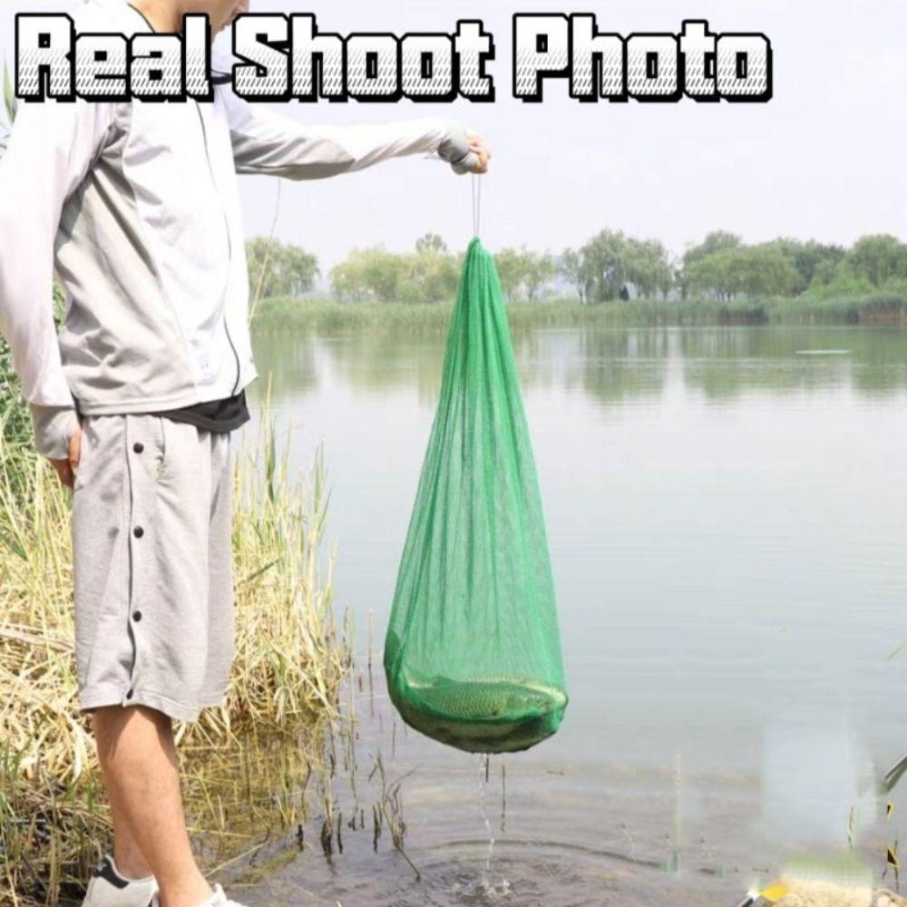 Nylon Green Fish Cage Foldable Thread Collapsible Fish Cage Lightweight Fishing Net Bag  Fishing