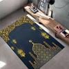 Goldene Islamische Kunst mit Laternenmotiv Rutschfeste Teppichfliese geeignet für Wohnzimmer- und Schlafzimmer-Sofas.