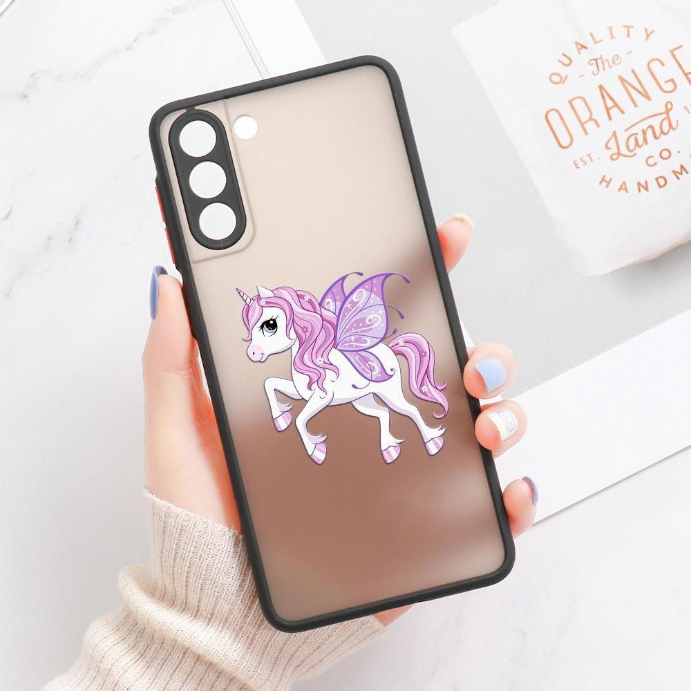 S23 Ultra Case For Samsung Galaxy S23 S22 Ultra S20 S21 FE Plus S10 Lite S24 Phone Case Matte Clear Cover Funny Unicorns Rainbow
