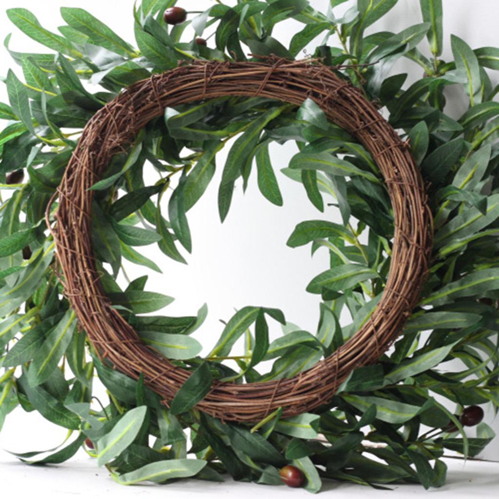 Artificial Wreath Olive Branch Leaf Holiday Garland for Door Wall Tree Decoration 55CM Outer Diameter