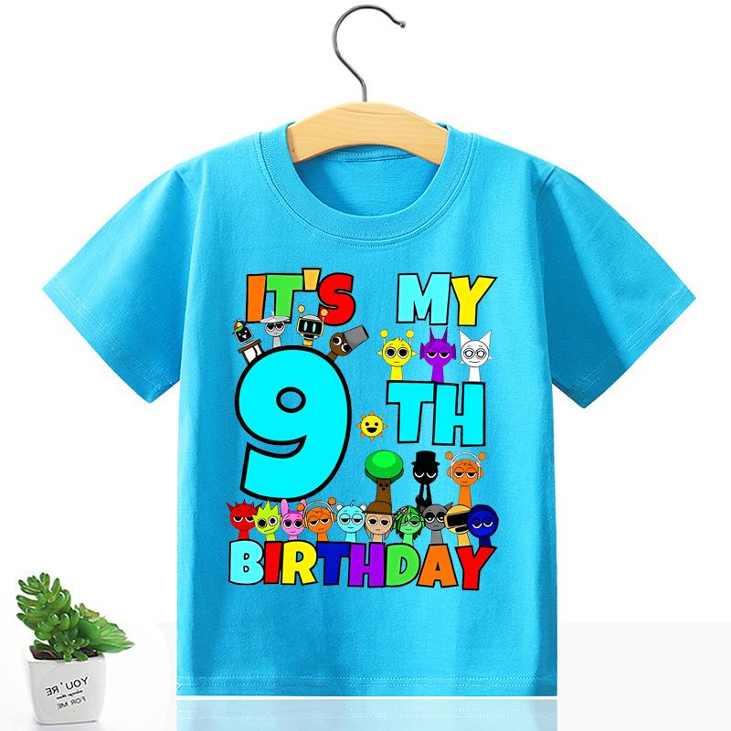Sprunki Bursdagstall T-skjorte Jente Gutt Sommer Kort Erm Mote Casual Barn Baby Topper Søt T-skjorte Tegneserie Småbarnsklær Gave