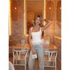 White Mist Trap Pure Desire Sexy Wind Atmosphere Feeling Hem Feather Decoration Elastic Square Collar Short Fashionable Sling Small Top
