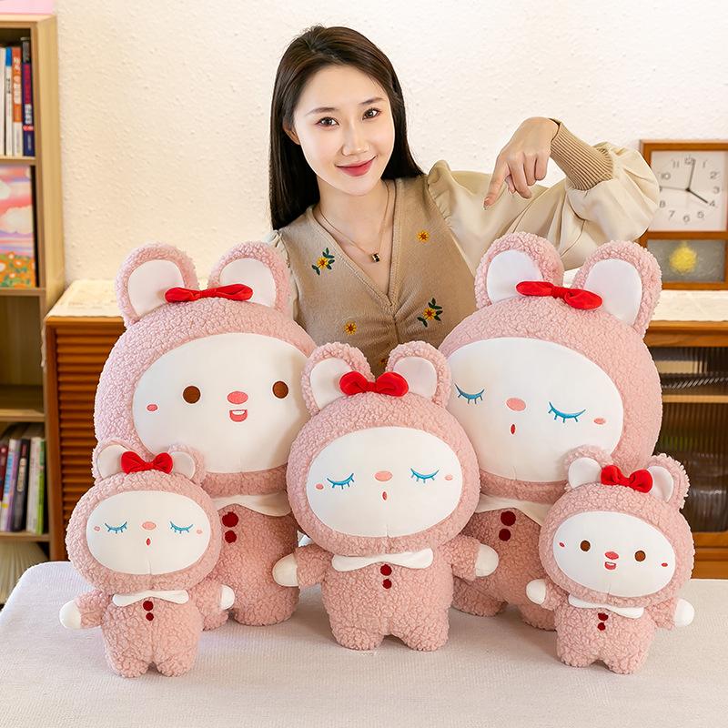 Cute Comforting Rabbit Doll Plush Toy Girl Cherry Blossom Rabbit Sleeping Pillow Children's Doll Sleeping with Rag Doll