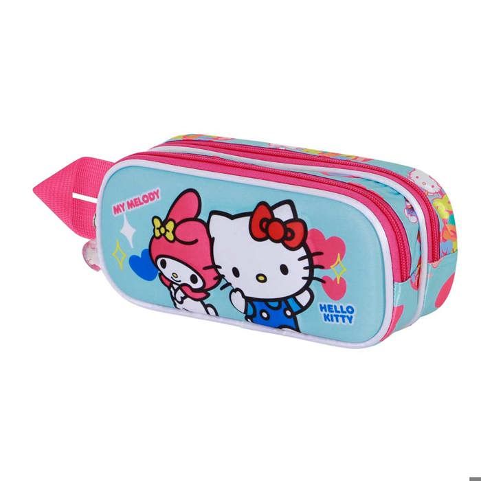 Trousse Double 3D - Hello Kitty Friendship - Bleu - Taille Unique