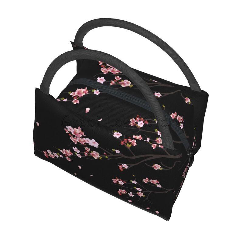 Borsa Termica Pranzo con Stampa Fiori di Ciliegio Sakura Giapponesi Riutilizzabile Portatile per Donna Scatola Pranzo Isolante per Viaggio Picnic Lavoro