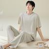 Modal summer men's pajamas summer 1011 new short-sleeved trousers large size ice silk men's loungewear suit