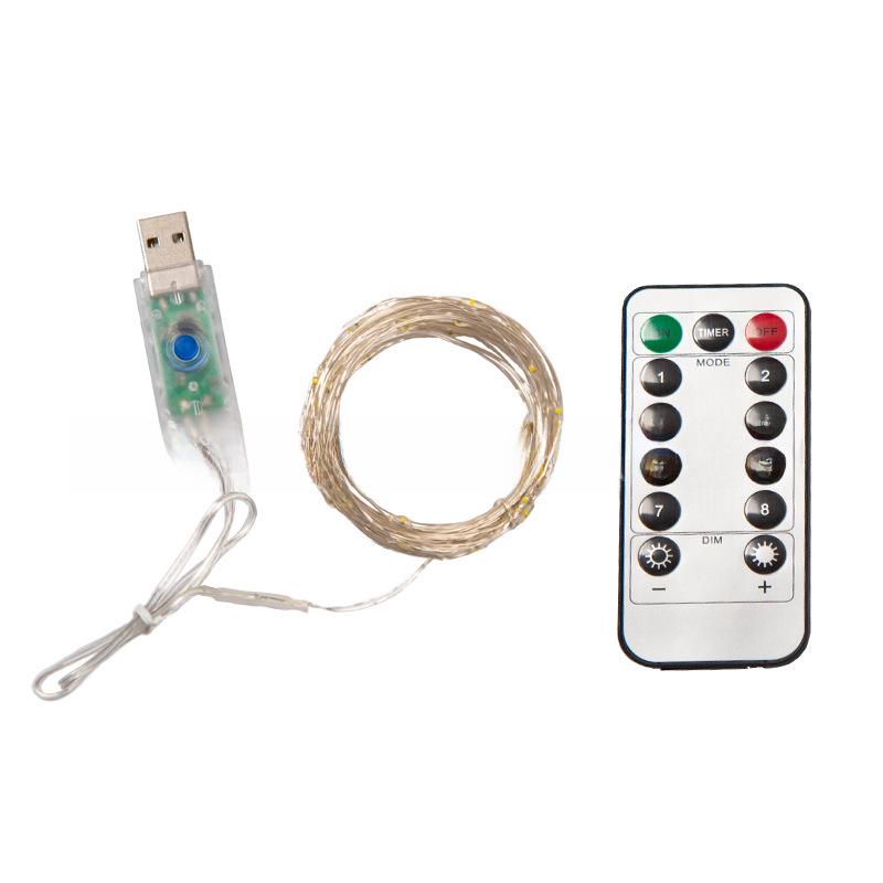 USB Remote Control LED Copper Wire String Lights with Battery Box - Colorful Lights for Christmas and Festivals