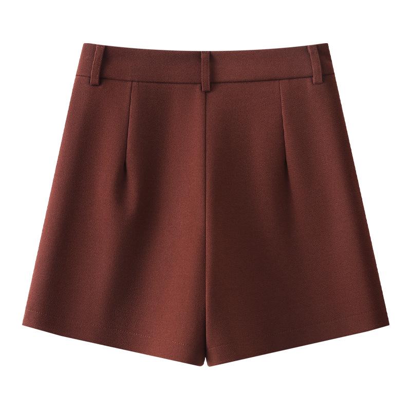 Ancola Women's Red Woolen A-line Bootcut Shorts for Autumn/Winter 2024