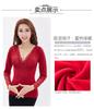 Autumn and winter new style with plush base and thick warm top for women, versatile and slim fit, with warm long sleeves and V-neck inside
