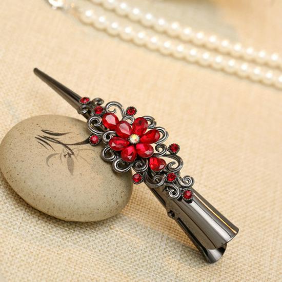 Pince à cheveux requin en cristal rétro coréen - Épingle à cheveux élégante à grand design de corne