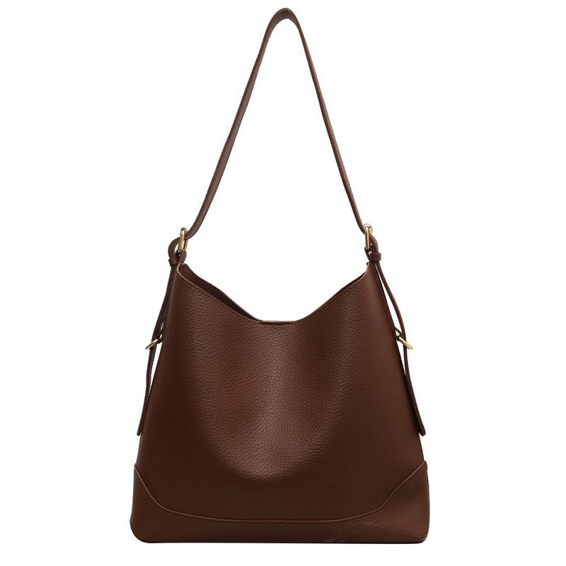 Lychee Pattern Retro Portable Mother and Child Bag Women's Large-capacity Solid Color Versatile Casual Shoulder Bag Fashionable Commuter Messenger Bag