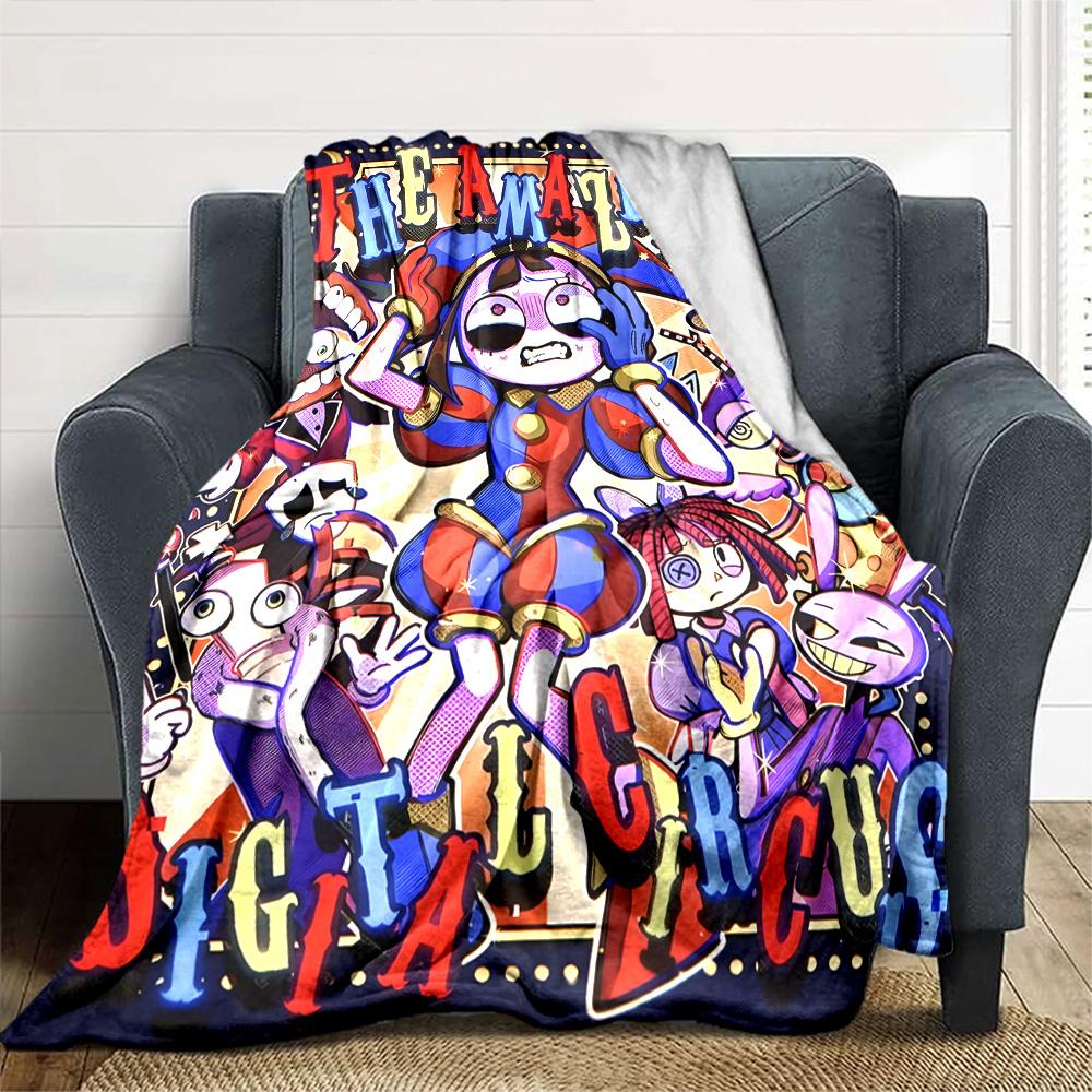 Digital Circus Blanket Comfortable Great for Picnics Seaside Office Chair Four Seasons Multipurpose Modern Gift for Travel Home Birthdays