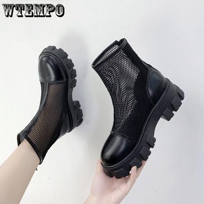 Mesh Boots Female British Style Spring and Summer Thick Bottom Mesh Surface Gauze Breathable Thin Cool Boots