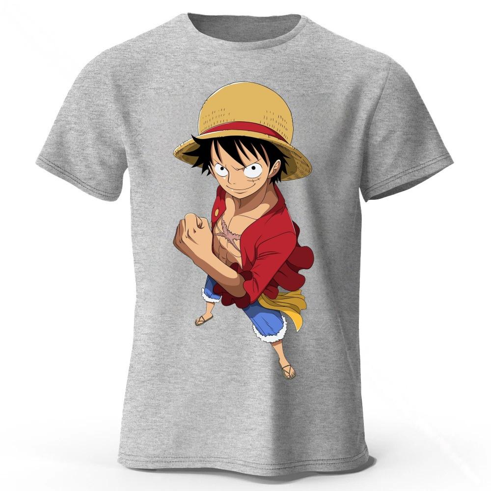 2026 One Piece Luffy New Pure Cotton Short Sleeved Mens and Womens Fashionable Street Wear Plus Size Loose Sports Tshirt Top