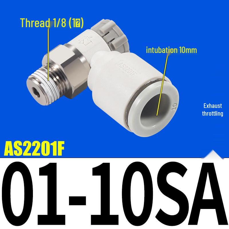SMC AS1201F Pneumatic Speed Control Valve - Adjustable Throttle Push-Lock Fitting for Cylinder Control