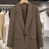 Women's Turn Down Collar Long Sleeve Regular Fit Short Blazer Single Breasted Suit Jacket