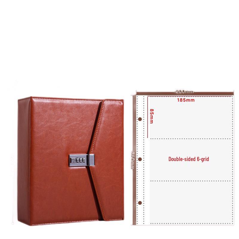 Waterproof Leather Password Lock Cash Storage Book for Paper Money, New Model, Three-Fold Design