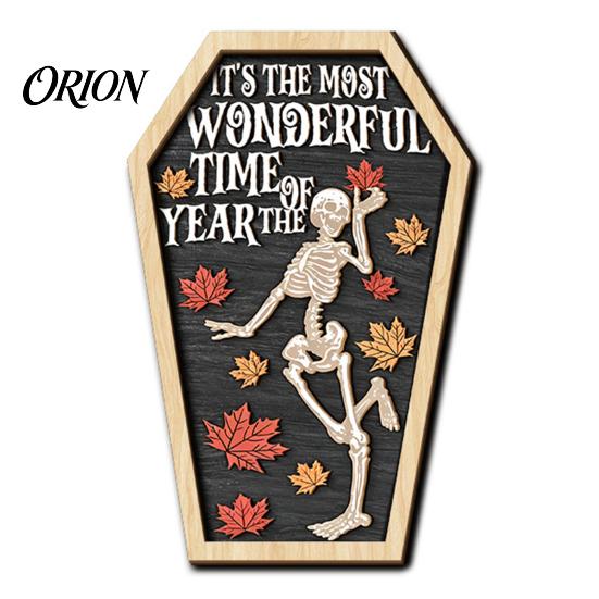 Entrance Door Hanging Signs Vintage Halloween Wooden Decor, Coffin-Shaped Tabletop Ornaments, Freestanding & Decorations for Home Ornament Mantel