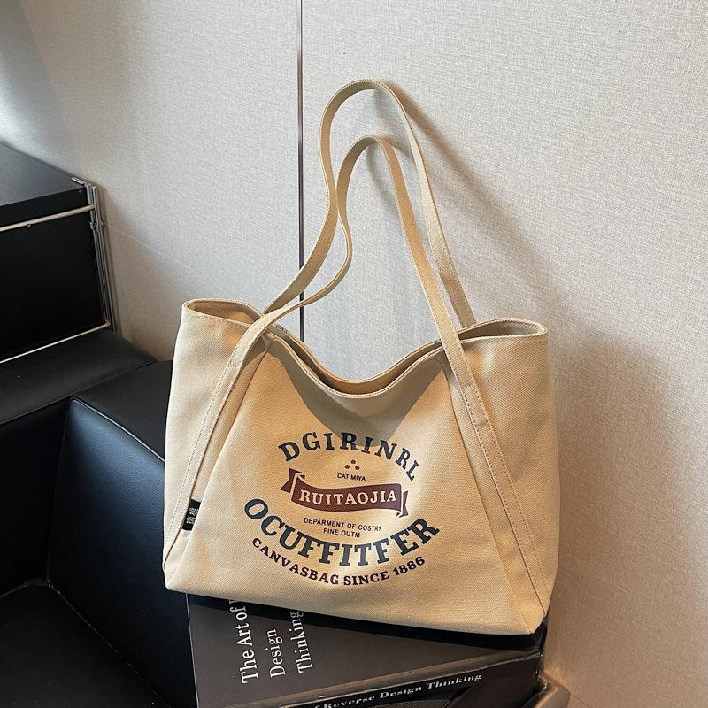 2025 New Autumn Shopping Bag Large Capacity Canvas Bag Casual Portable Shoulder Women's Bag Simple Tote Bag Women's