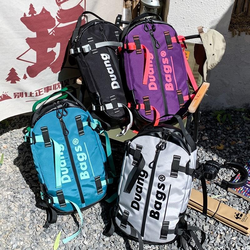 Schoolbag trendy brand backpack men ins tooling trendy cool skateboard bag outdoor hiking camping large capacity travel backpack