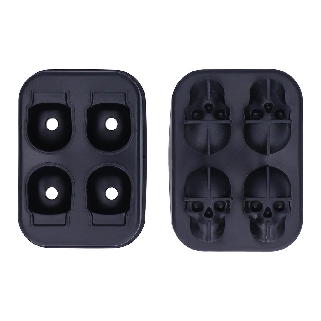 4Grids Ice Mold SkullShape NonStick Ice Cubes Maker Mold for Home Bar Restaurant