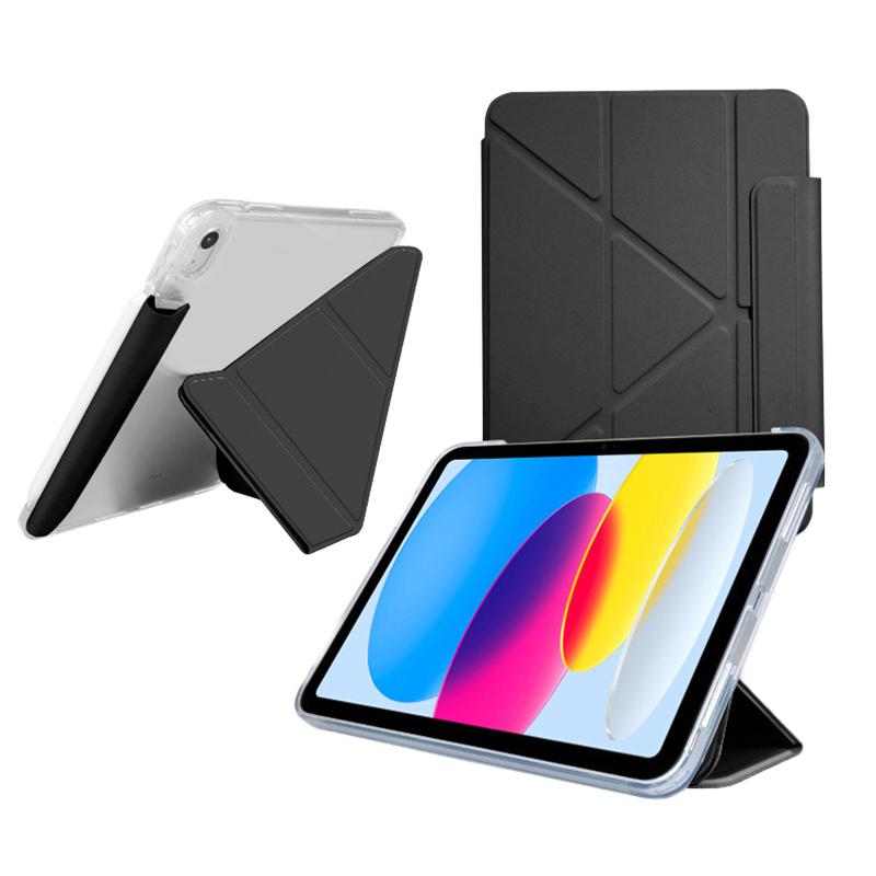 For iPad Air 11 (2025)/(2024) Case Origami Stand PU Leather Clear Back Tablet Cover with Pencil Holder