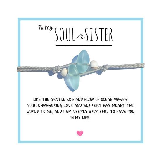 Soul Sister Bracelet Handmade Adjustable Ocean-Inspired Design Women Bracelet with Blue Artificial Crystal Beads