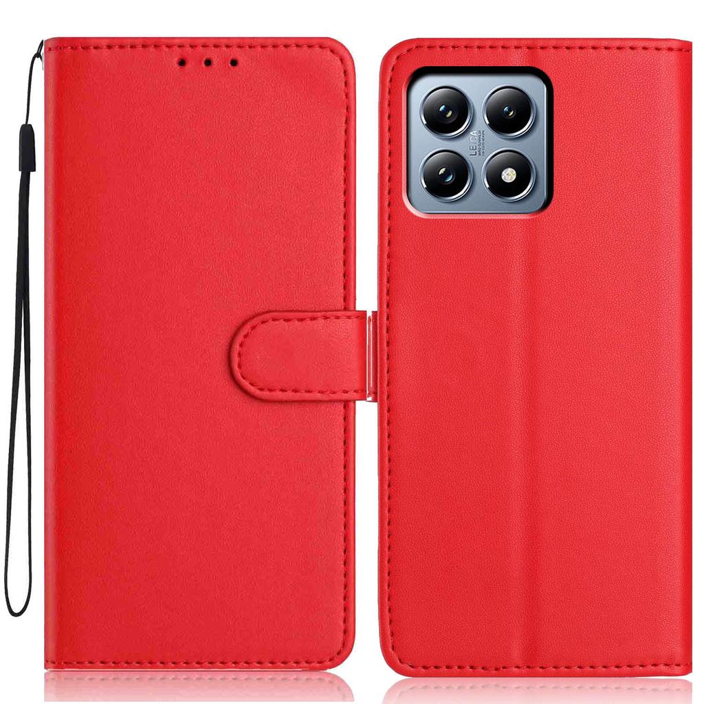 Etui portfelowe dla Xiaomi 15T z paskiem/wieloma przegródkami na karty, skórzane etui z podstawką, jednokolorowe