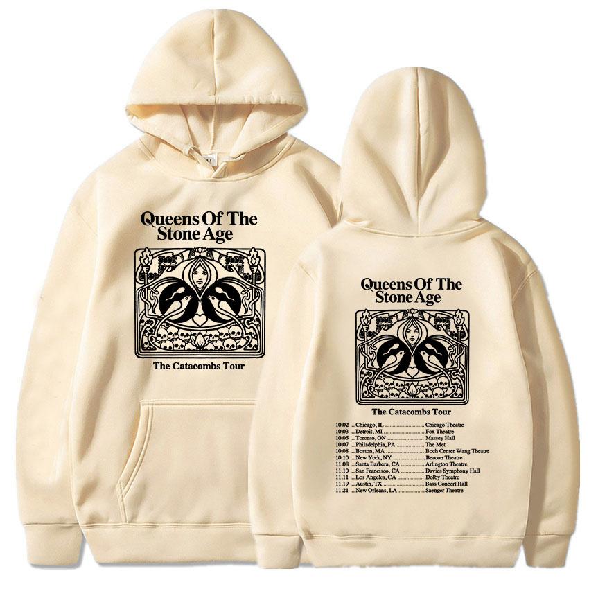 The Catacombs Tour Hoodies QUEENS OF THE STONE AGE QOTSA Sweatshirts Loose Hooded Pullovers Fashion Mens Women Clothing