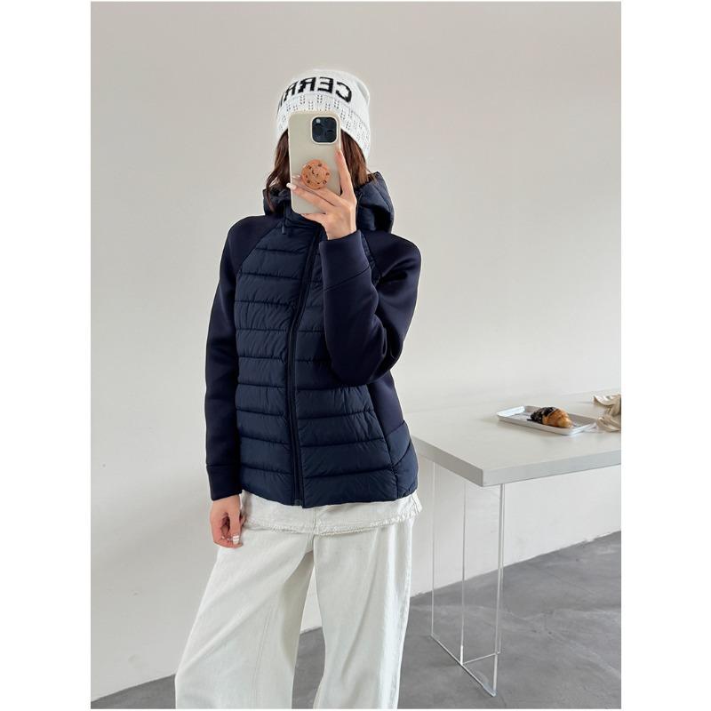 Cotton-padded women's clothing splicing down cotton-padded jacket slim and thin stand-up collar cotton jacket