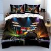 Colorful Drum Set with Stage Lights Print Bedding Set 1 Duvet Cover 2 Pillowcases for Adult and Children Luxury Gift Full Size