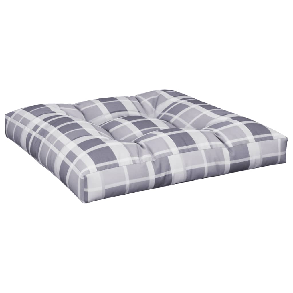 2 Piece Pallet Cushions Gray Checkered Pattern Fabric