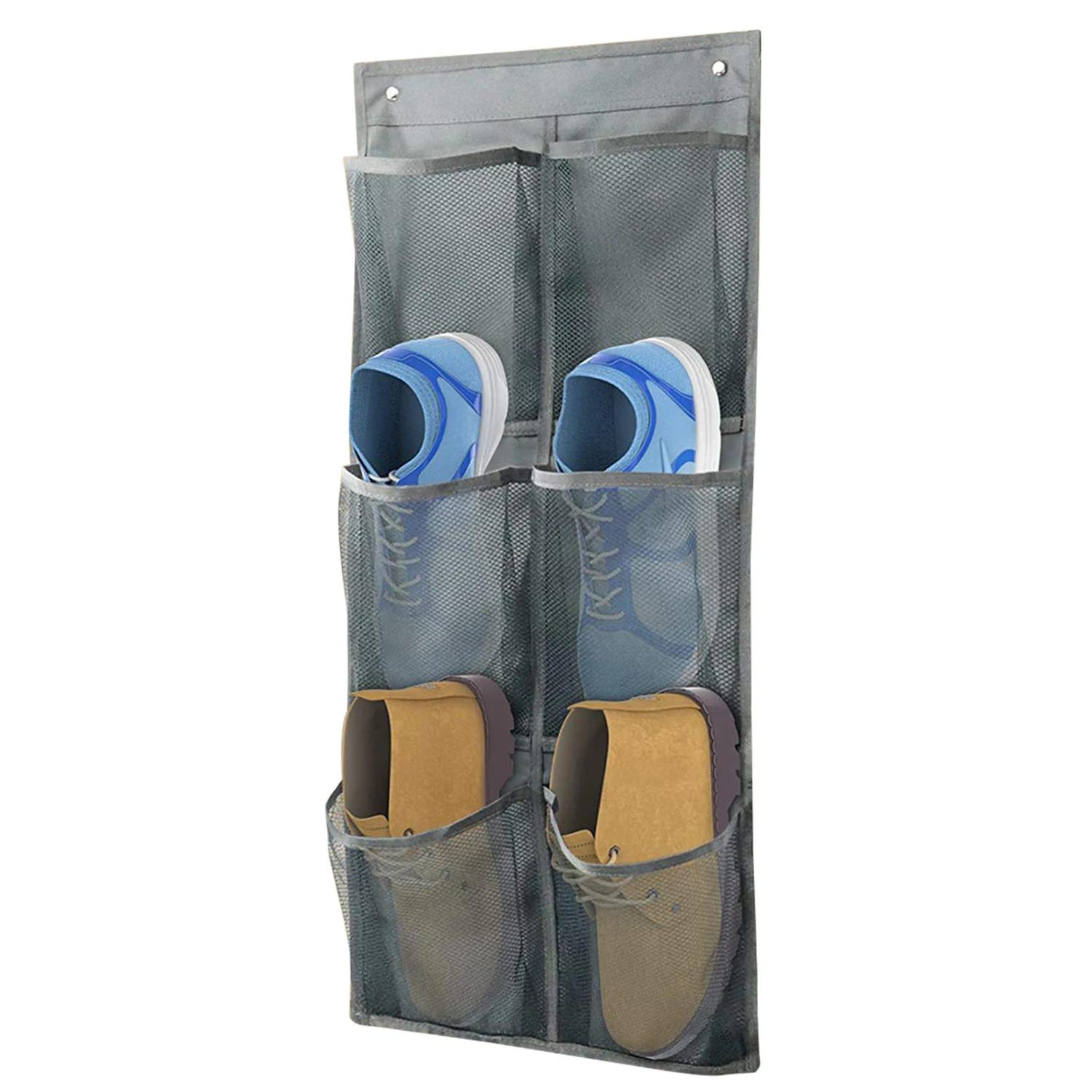 

Настенный органайзер для мелочей с 6 отделениями, из нетканого материала, для хранения в шкафу, карман из сетки, прозрачный, подвесной, над дверью, тканевый ящик серый