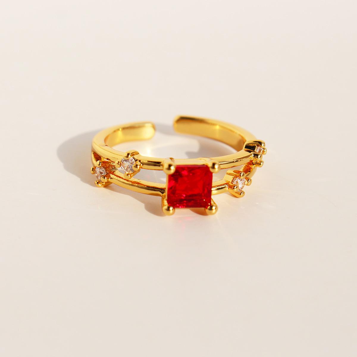 

Роскошное винтажное кольцо золотого цвета с латунным покрытием, с изумрудным цирконом и рубиновыми акцентами Adjustable Opening