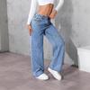 Jeans Women's Retro High-Waisted Slim-Fit Straight Leg Jeans in Smoky Gray and Light Blue Slimming Casual Pants